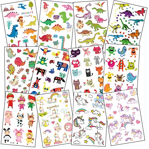 SZSMART Tatouages Animaux Enfants, Tatouages Temporaires Animaux de la Forêt Autocollants Tatouages Ephémères Tattoos pour Fille Garçons de fête d'anniversaire Cadeau (Animaux Type D) Cover