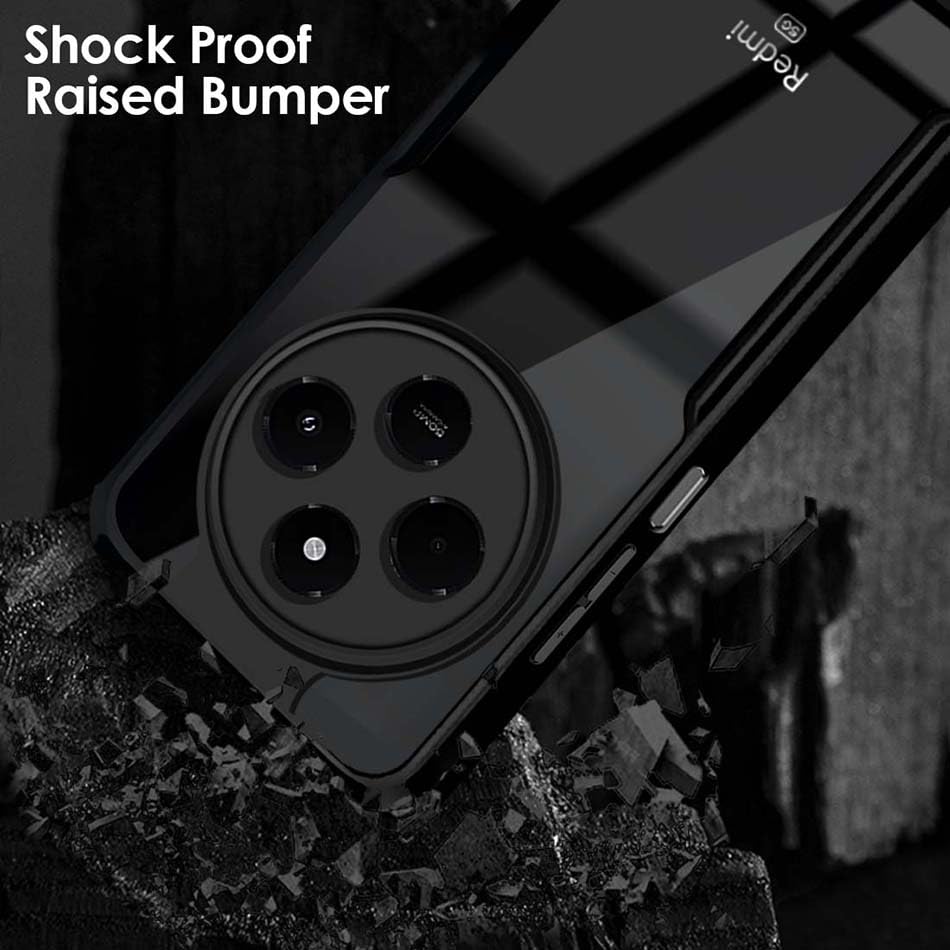 Fashionury Shockproof Crystal Clear Back Cover Case for Redmi A4 5G / Poco C75 5G / Redmi 14C 5G / Poco M7 5G | 360 Degree Protection | Transparent Back Case Cover (Black Bumper) 26 61fOPoYIDRL