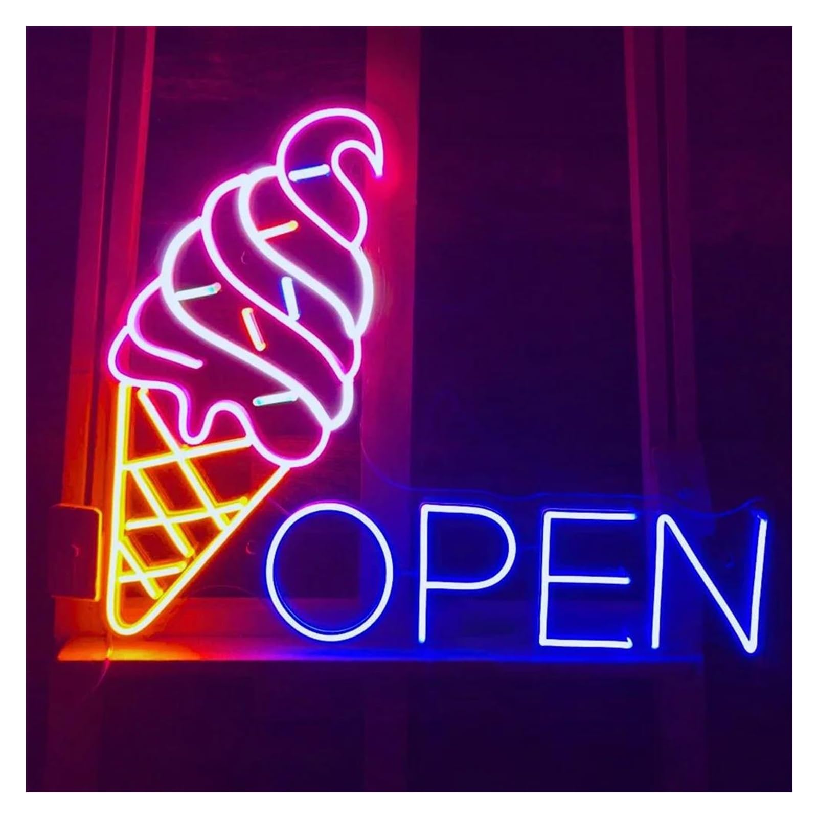 Shouxi H Sign Lamp Ice Cream Open Neon Sign For Dessert Bar Restaurant Wall Decor(,50Cm)