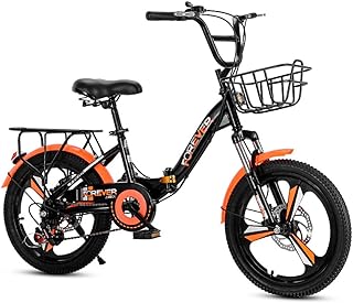 Children's Bicycle,Adult Mountain Bike,Foldable Bicycle,Mens/Womens, 6 Speed, Disc Brakes,Applicable Age: 10 Years Old,11 Years Old,12 Years Old,13 Years Old,14 Years Old The Above,Orange,22 inches