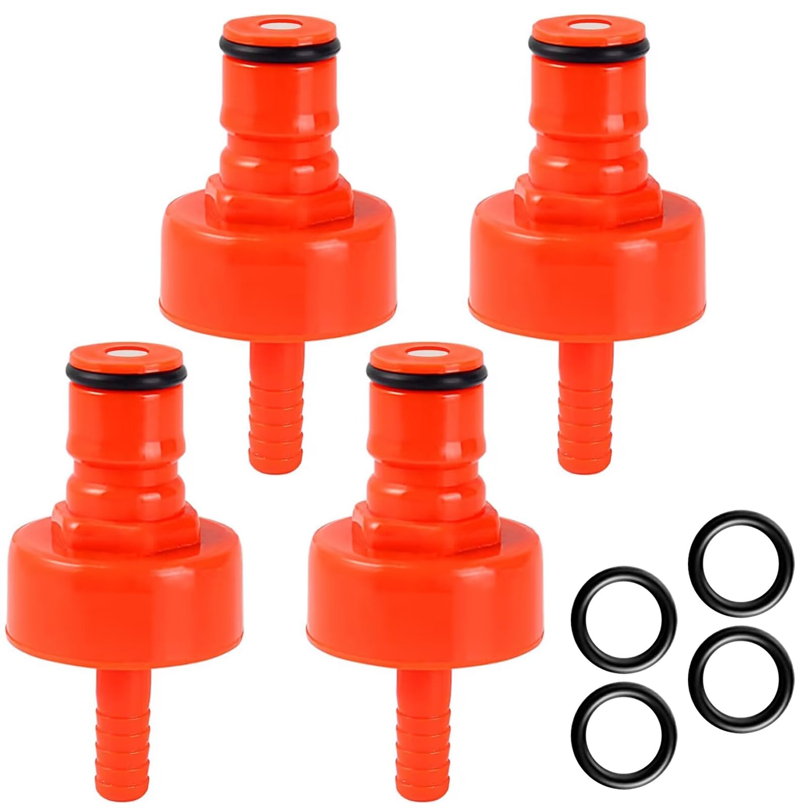 FERRODAY 4 Pack Carbonation Cap Forced Carbonation for PET Bottle 5/16 Barb CO2 Coupling to Carbonate Soda Beer Water PET Bottle Filling Carbonation Cap with No Fall Off Flat Gasket & Thick O-ring