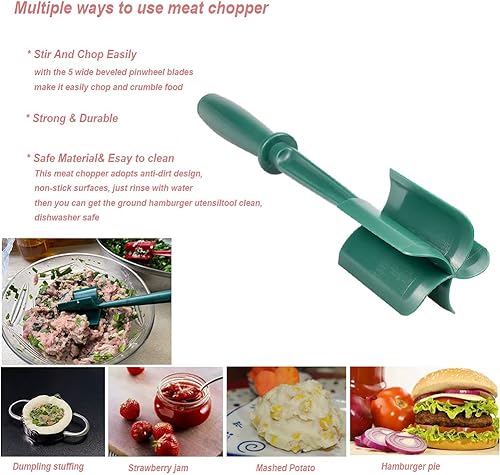 Miniatura 2 de Espátula picadora de carne molida de cocina de 5 cuchillas  Herramientas de mezcla de carne molida para hamburguesas  para utensilios de cocina