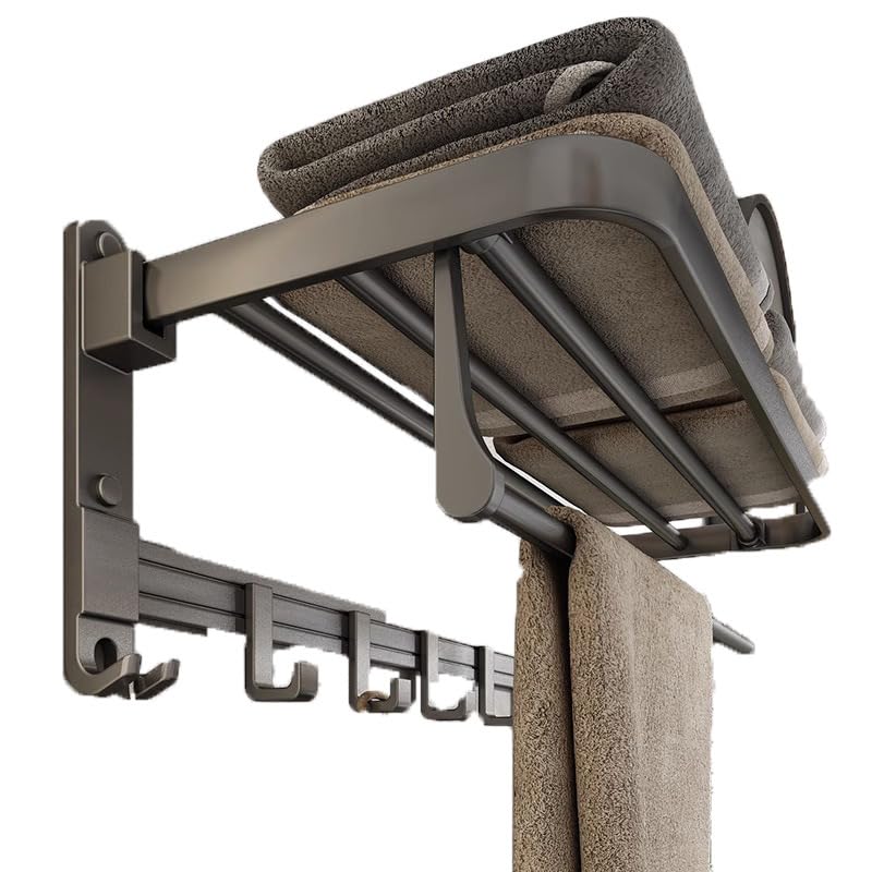 Toallero de baño de aluminio negro para pared sin taladro