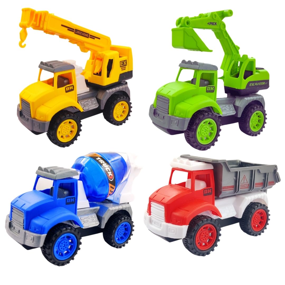 PLUSPOINT Construction Vehicle Trucks Friction Powered City Builder Series of Mixer, Excavator, Crane, Dumper Set of 4 Pretend Play Vehicles for Kids (4pc City Builder)- Multi Color (B08J1CPWYM) Amazon Price History, Amazon Price Tracker