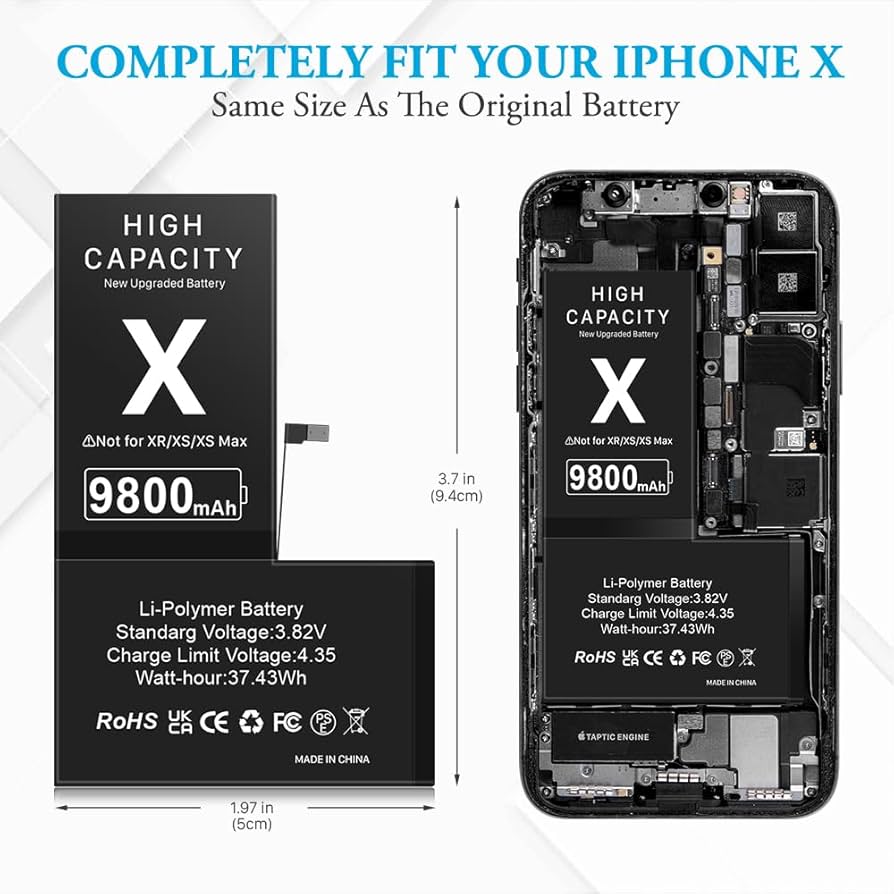 Amazon.com: SHENMZ [9800mAh] Battery for iPhone X, [2025 New