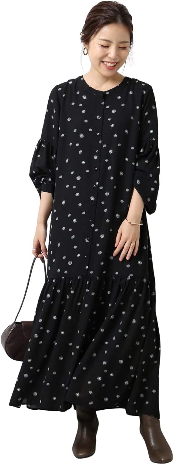 Amazon Co Jp スピック アンド スパン Web限定追加 Just 別注フラワープリントドレス2 フリー ブラック A 服 ファッション小物