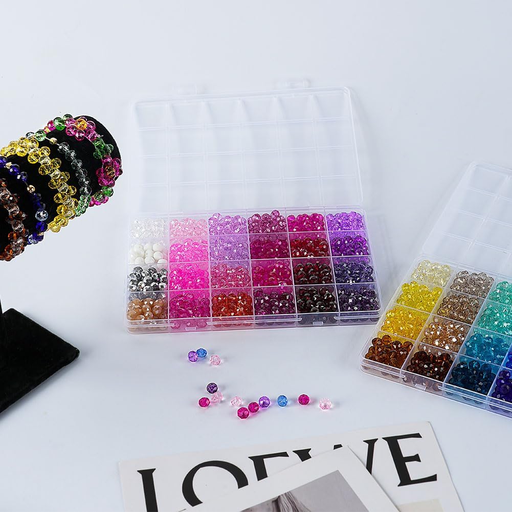 Faceted Glass Beads, 8mm 1400pcs+ Fancy Crystal Beads for Jewelry Making, Bracelet Necklace Earring Craft, Beading Supplies, Home Decor, Crafts Gifts for Girls Ages 6-12 - Image 6