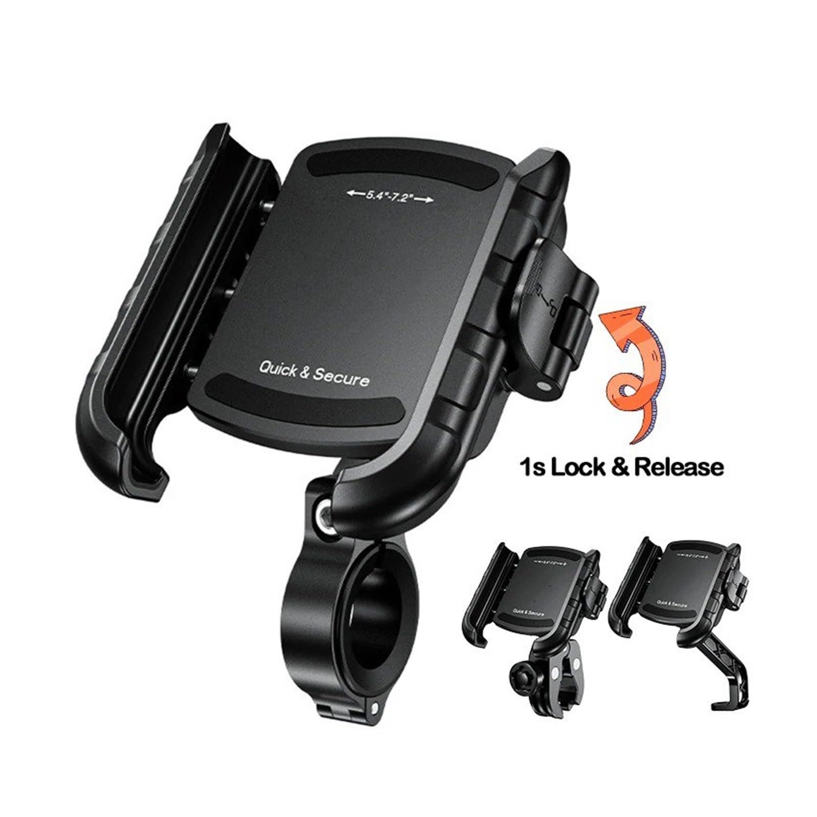 Soporte Móvil Bicicleta Soporte para Teléfono Motocicleta con Bloqueo Rápido Automático Un Solo Toque Bicicleta ATV Scooter Base Manillar Aluminio(M8SP Handlebar)