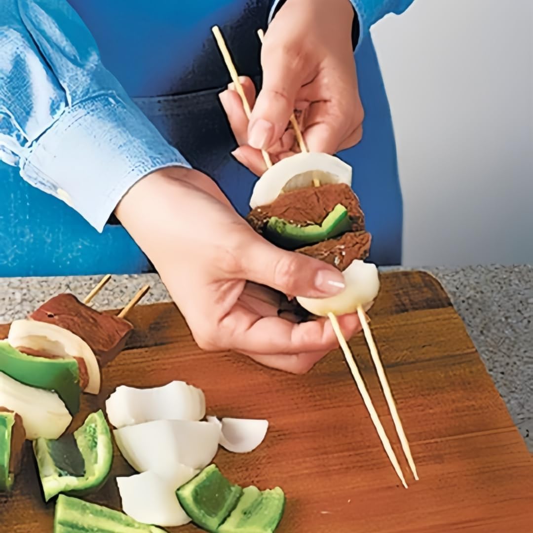 HushLush India (Pack of 240 Sticks, 6 inch-3mm) | Bamboo BBQ Skewer Sticks | Perfect for Grilling, Roasting & Party Treats | Ideal for Parties & Camping | Barbecue skewers for Oven Microwave Pan 2
