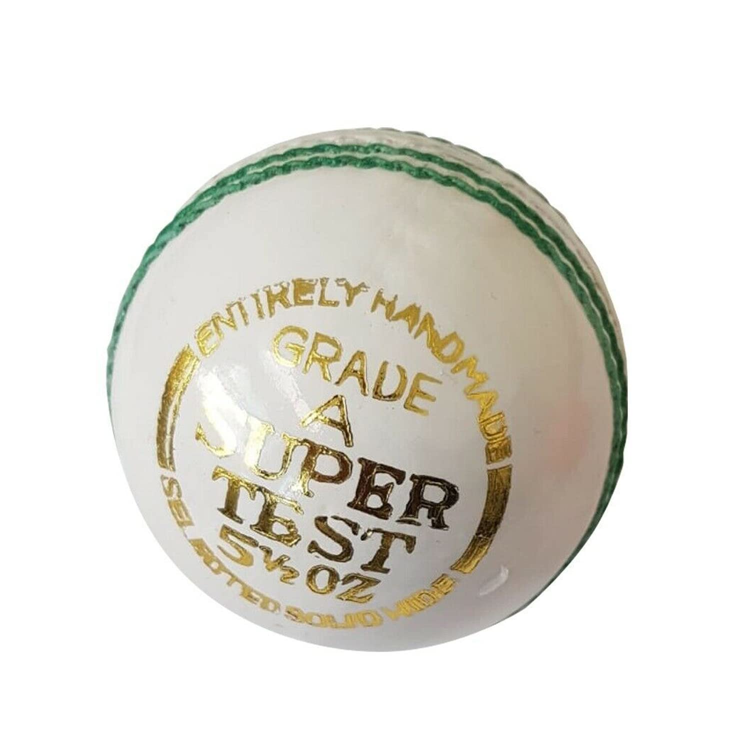 MAXX Cricket Ball 5 1/2 Oz Cricket Balls Red & White Hand Stitched Leather Hard Ball (1 Ball, White)