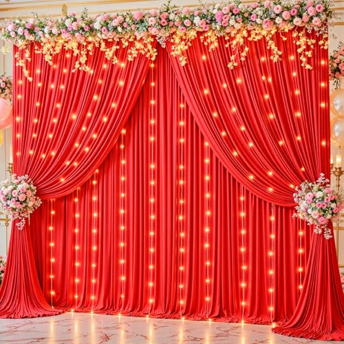 Telones rojos con luces para fondo fotográfico 10x10 ft miniatura 1