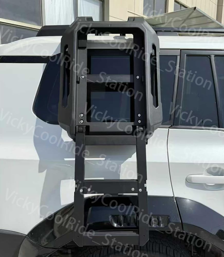 2024-2026 Toyota Land Cruiser Prado LC250 J250 Side Access Ladder Foldable Roof Step Roof Rack Ladder Non-Slip Matte Black Exterior Accessories