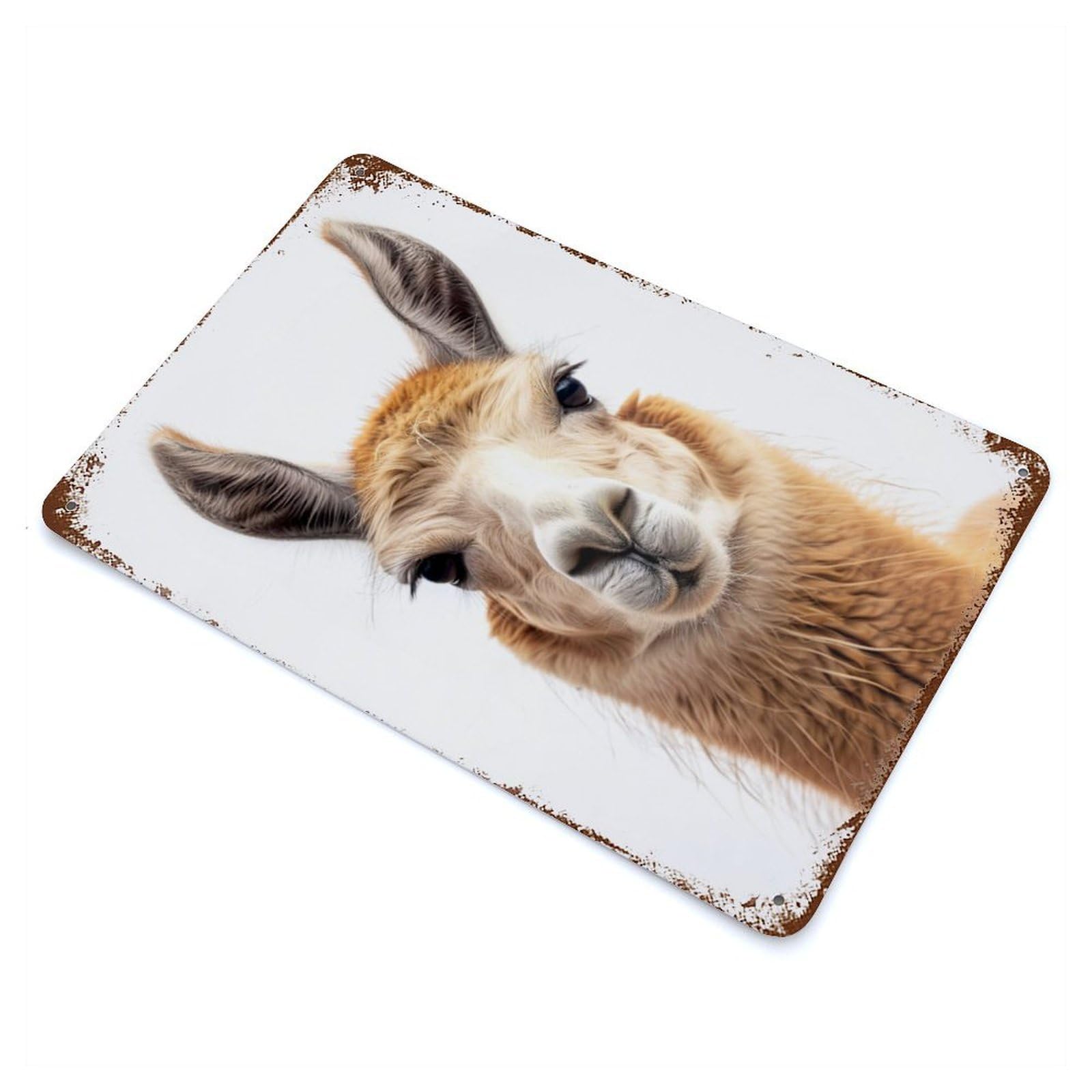 Garage Style Llama Face Rust Effect Tin Sign 11.8"x7.9", Classic Wall Plaque for Bar And Workshop