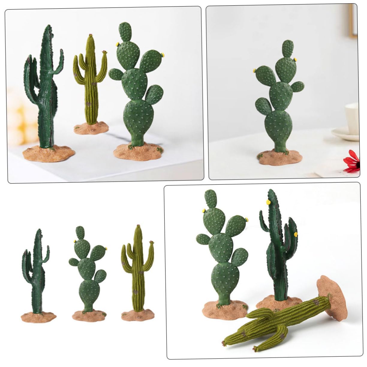 ABOOFAN 5 Juegos De Estatuas De Cactus para Jardín Adornos Simulados Figuras De Cactus Ligeras Y Portátiles 3 Piezas X 5