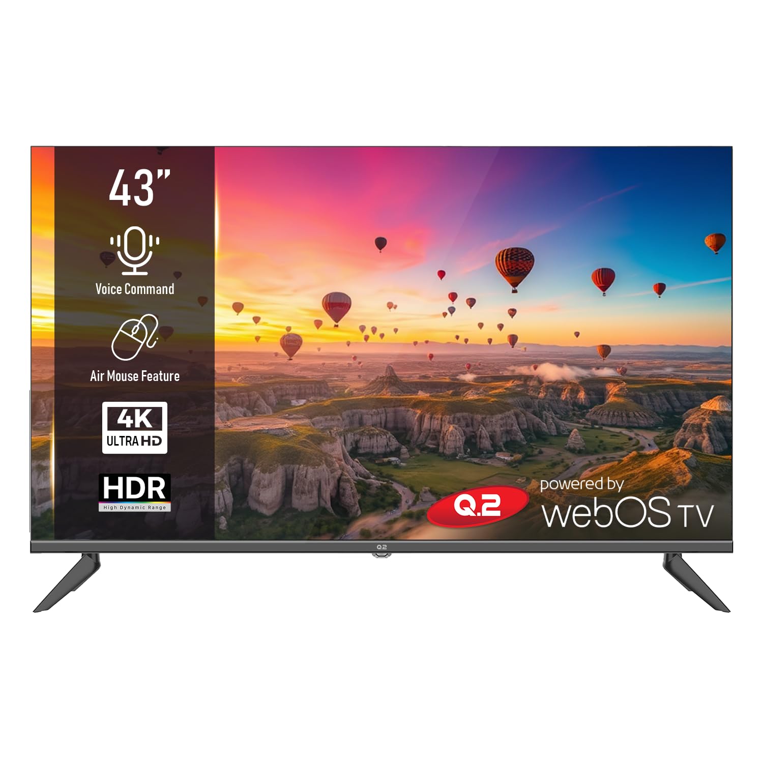 Q.2 |43 Zoll Fernseher | 4K UHD 3840x2160| Smart TV | HDR | Rahmenlos | WiFi, Bluetooth | WebOS.