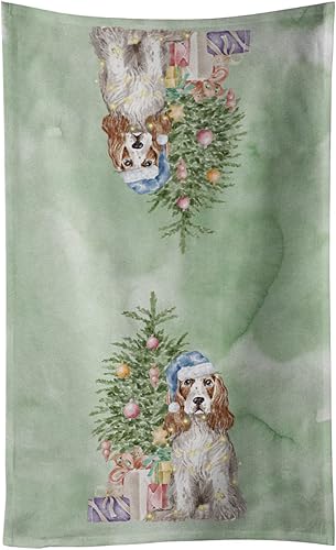 Caroline's Treasures Christmas English Cocker Spaniel Red White kitchen-towel, 15 X 28, Multicolor