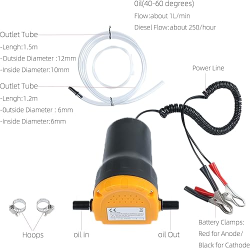 Miniatura 2 de Bomba de aceite, bomba extractora de aceite de 12V, bomba de extracción de aceite de 60W para cambio de aceite, bomba eléctrica de transferencia de
