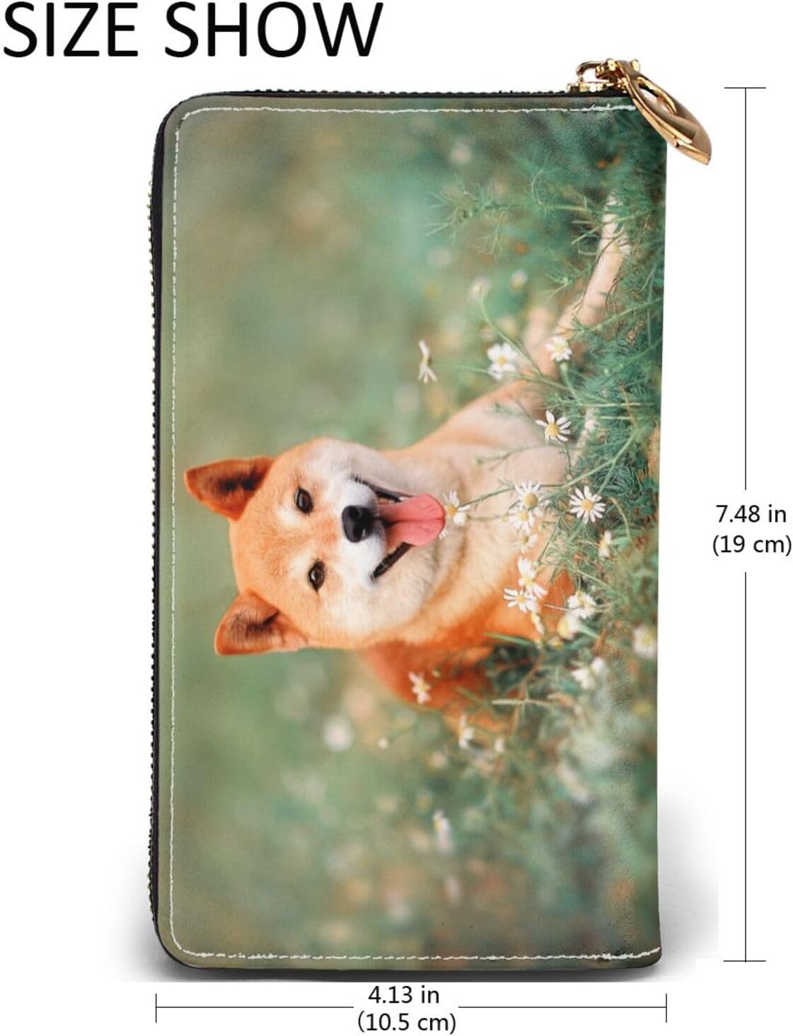 [NEKKII] 柴犬 いぬ 犬柄 花柄 かわいい 可愛い 長財布 携帯に便利 レザー ウォレット 多機能 メンズ レディース 革