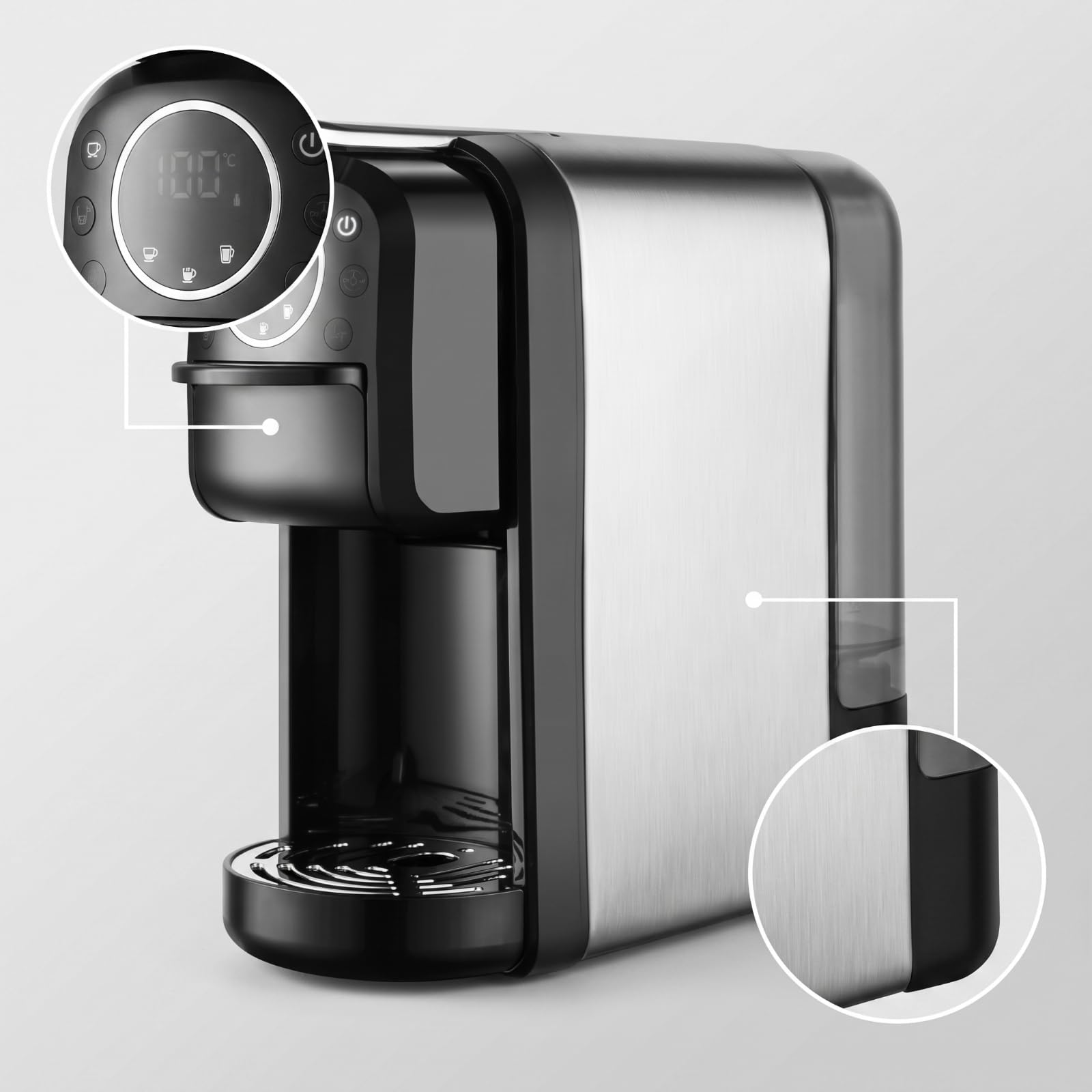 rockible Cafetera Multicápsula Multifuncional Cafetera con pósito Agua Digital Electrodoméstico para Cocina