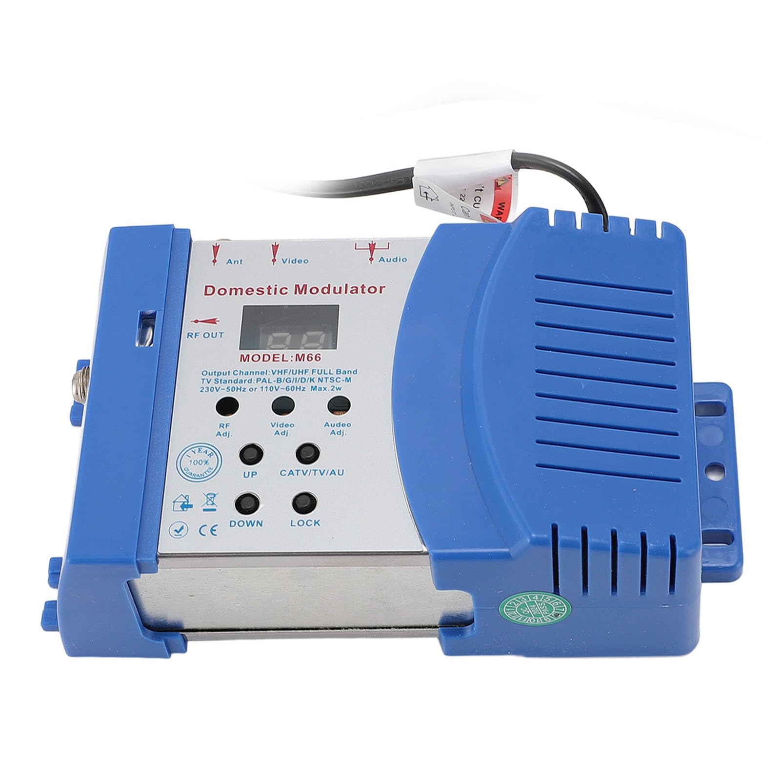 Modulatore RF, convertitore AV a RF con supporto VHF UHF, visualizzazione dei canali e uscita regolabile, per console di videogiochi e sistemi CATV (spina europea 220-240 V)