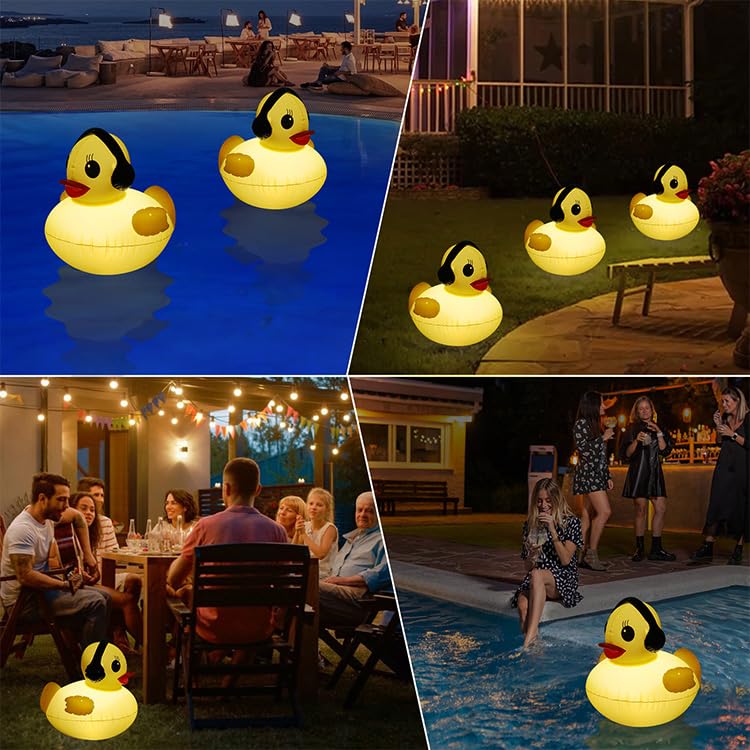 Lanterne Solaire Gonflable Canard IP68 Lampe LED Flottante pour Piscine Bassin Jardin