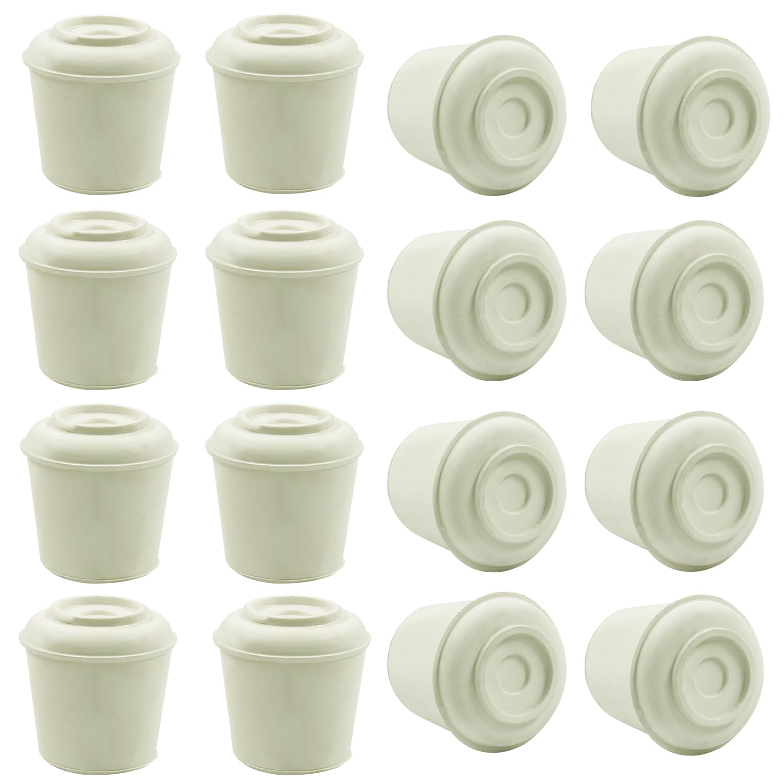 Suiwotin 16pcs 5/8 Inch Round Chair Leg Tips Caps, Non-Slip Rubber Chair Leg Floor Protectors, White Furniture Leg Caps Fit for 0.59"-0.63" (15-16mm)
