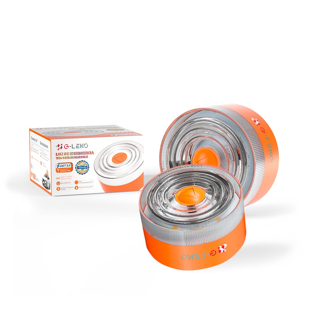 WEIDA Beacon V16 – Geolocalizable Emergency Light | Model F168 | DGT Approved Car Beacon | Magnetic Base, 9V Alkaline Batteries, Max 2 Hours Battery Life | IP54 Water Resistance (PACK 2)