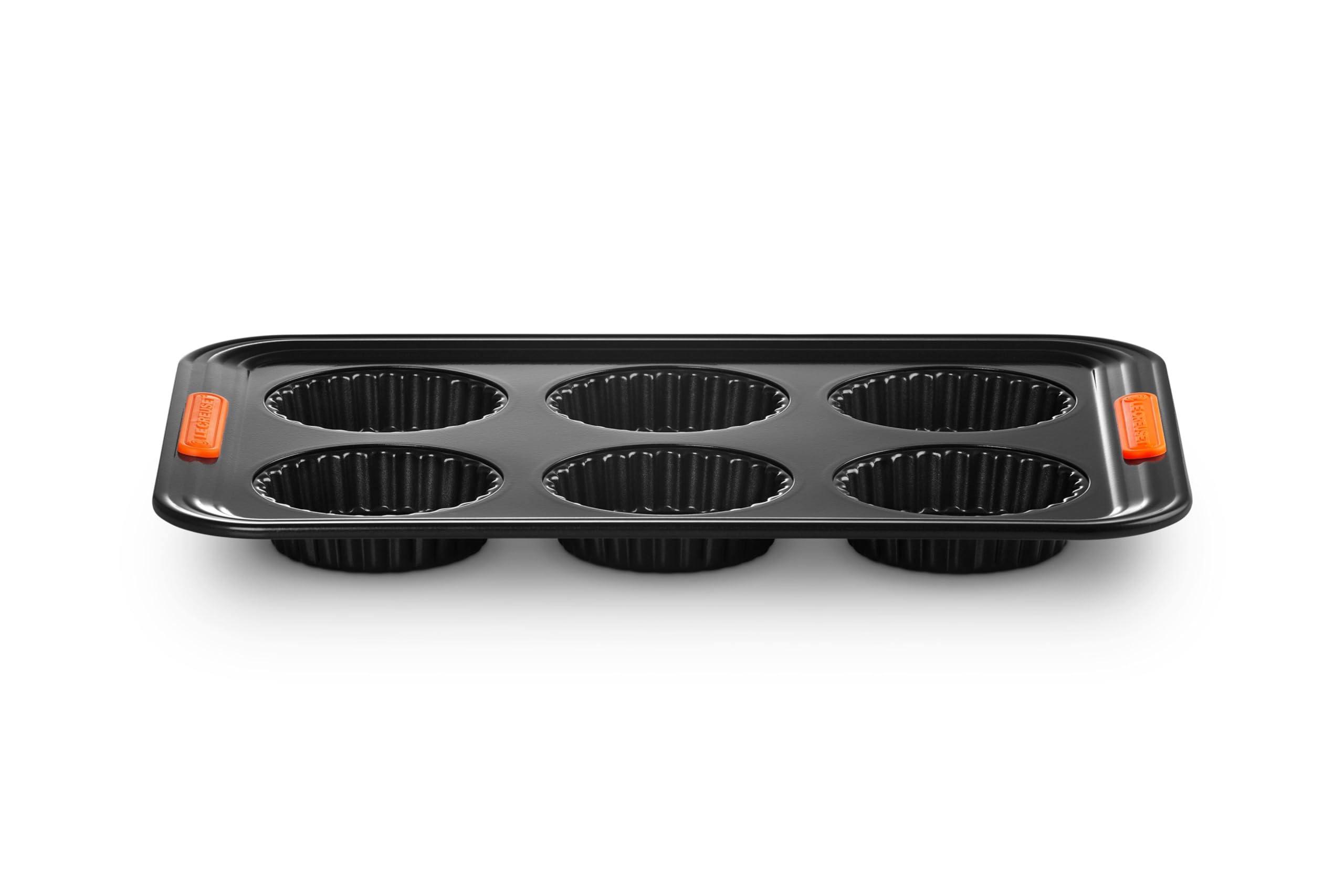 Le Creuset Antihaft Tarteform, Für 6 Stück, Sauerteigbeständig, Aus Karbonstahl gefertigt, Anthrazit/Orange, 94102939000000 – Ansicht 3