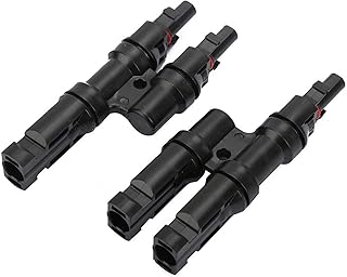 1 par de conectores solares, adaptador de painel solar tipo T 2 em 1 divisor de cabo de conector paralelo para conexão paralela entre painéis solares