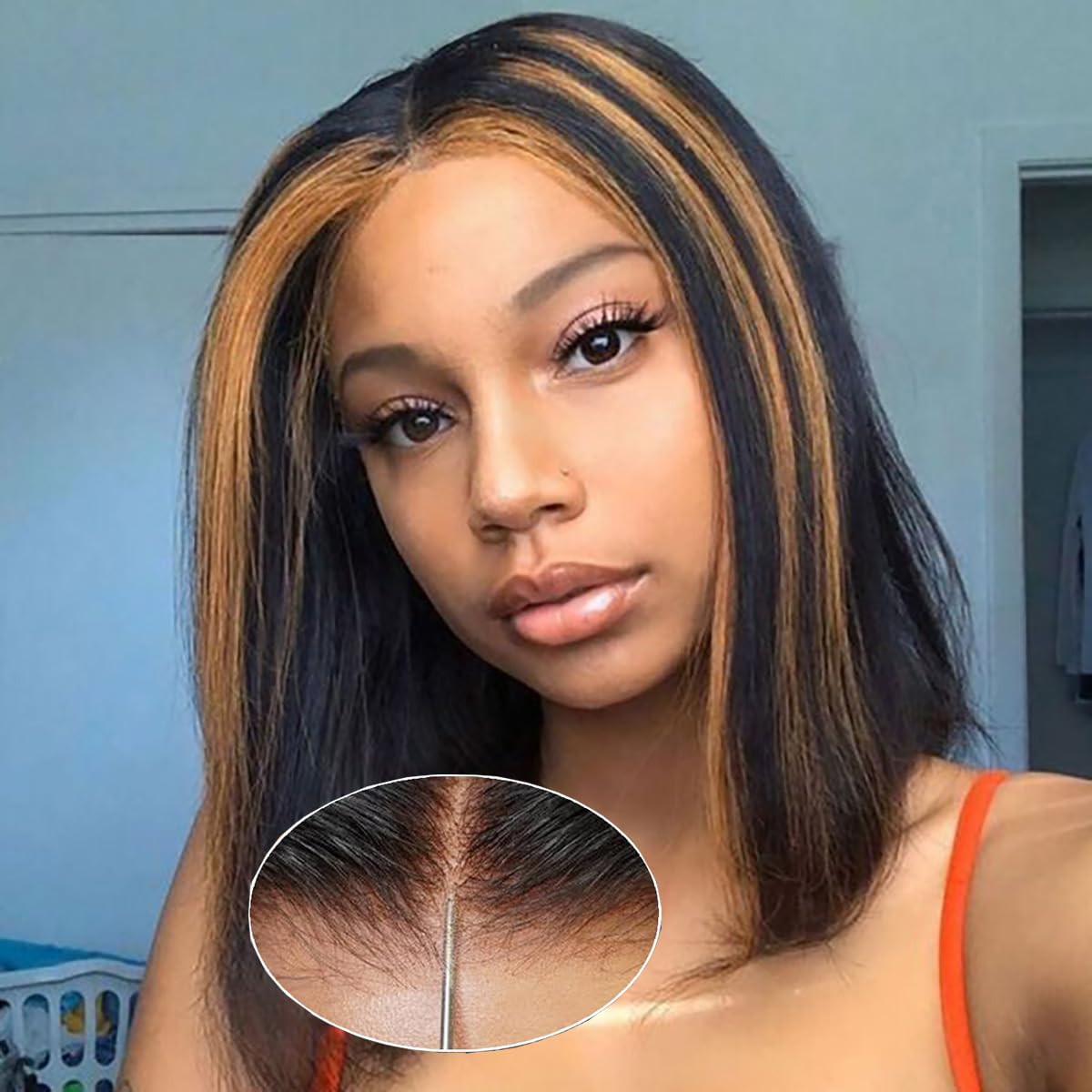 UTIDE 13x4 Lace Front Bob Wig Human Hair HD Lace Glueless Short Straight Frontal Bob Wig For Black Women Human Hair Pre Plucked With Baby Hair Side Part 150% Density