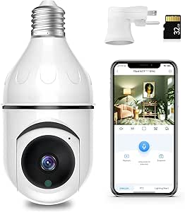 XVIM 3MP Bulb Camera, 2.4GHZ WiFi Camera, Home Light Bulb Security Camera, Motion Detection Alarm asin的图片