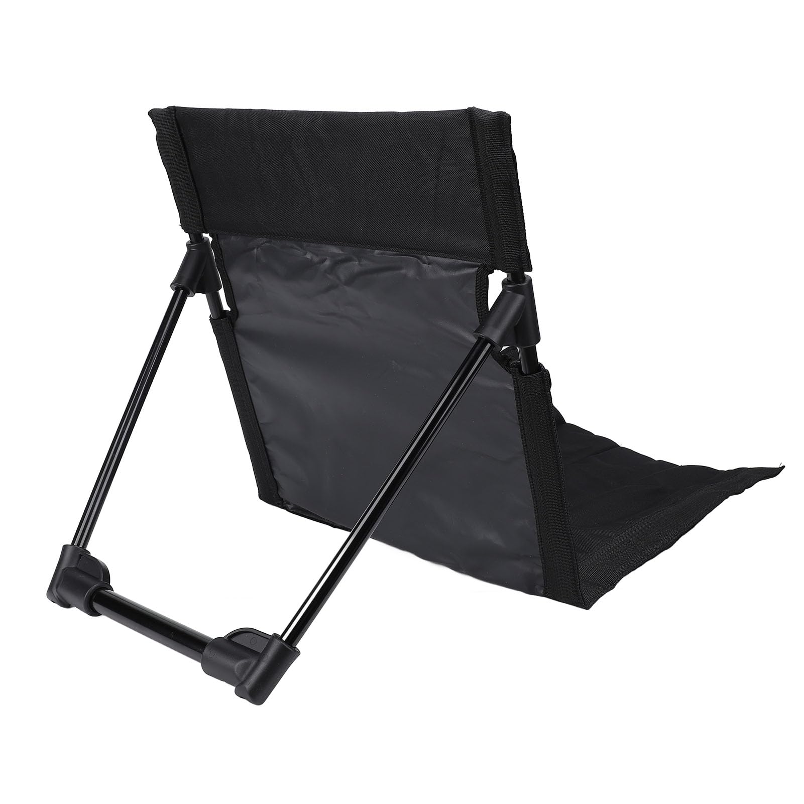 Leichter, Tragbarer, Zusammenklappbarer Bodenstuhl, Verstellbare Rückenlehne, Strand-Lounge-Stuhl für Outdoor-Camping-Angeln, Stuhl mit Rückenlehne (Black)