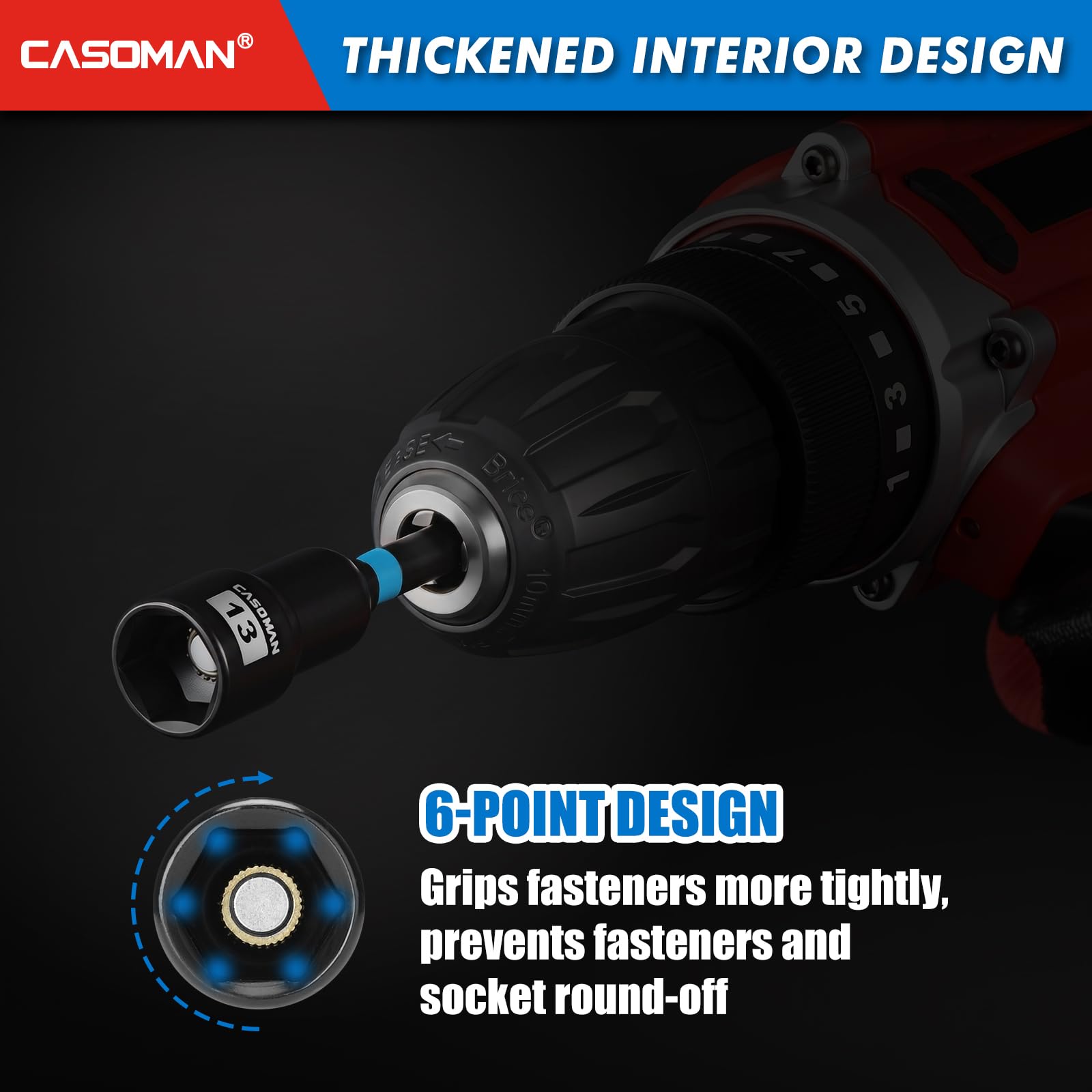 CASOMAN Set di 81 cacciaviti magnetici per trapano a percussione, sistema metrico e SAE, include punte per cacciavite, supporto di estensione per punte a sgancio rapido, adattatori per bussole