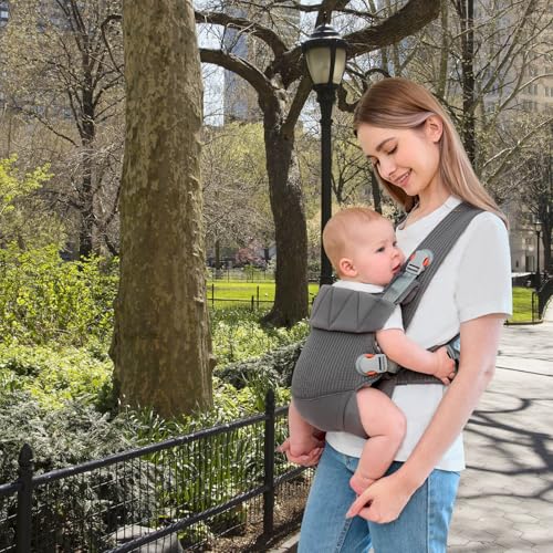 IULONEE Mochila Portabebés para Bebe Multifuncional Baby Carrier Wrap Ergonómicas Portabebés Ajustable Porteo Bebe Delantera y Trasera Carrier Adecuado para Niños y Niñas Gris Oscuro - imagen 7