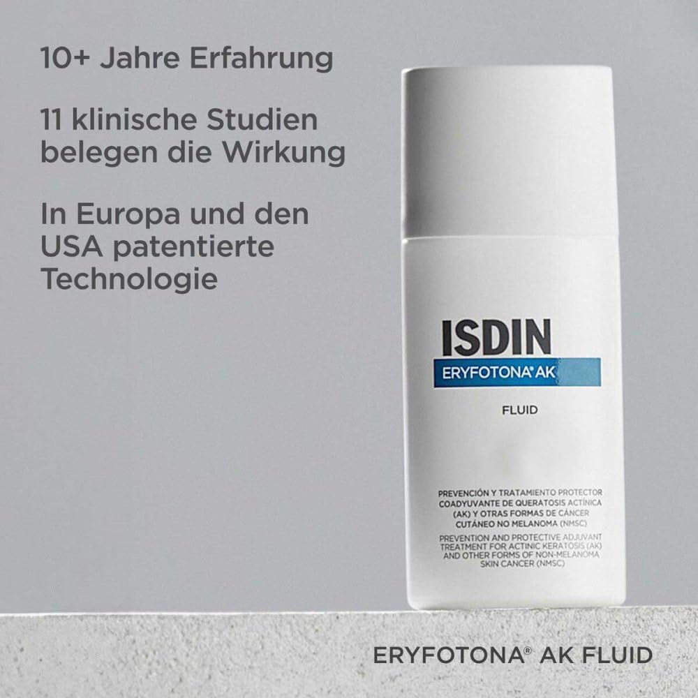 ISDIN Eryfotona AK Fluid - Prävention Aktinische Keratose & Heller Hautkrebs - Sehr hoher Sonnenschutz mit DNA Repairsomes - Repariert Sonnenschäden, 50ml
