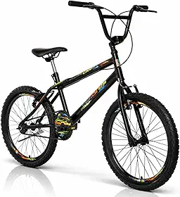 Vellares Bicicleta Infantil Masculina Aro 20 V-brake Preto Fosco Cross