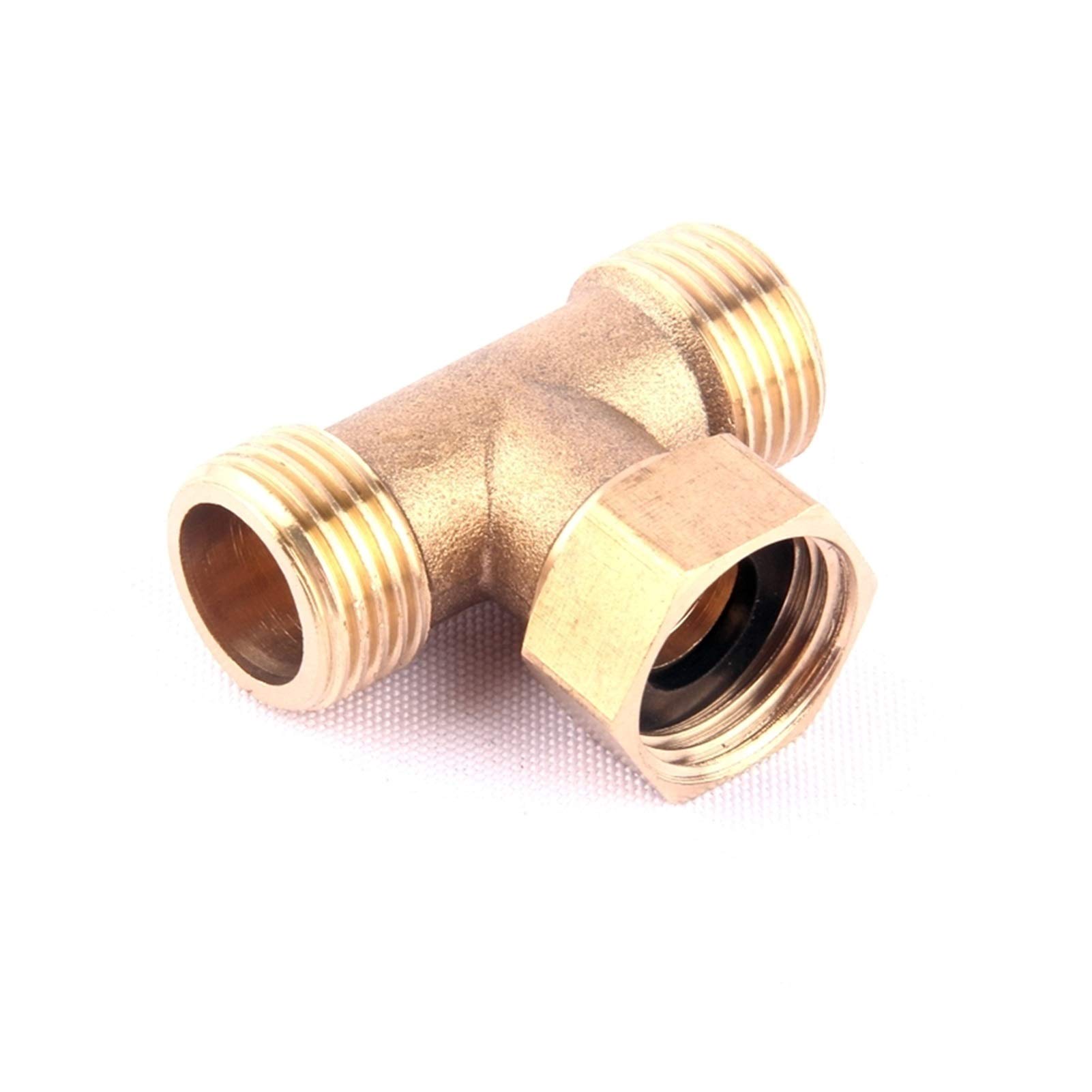 Qinlu-Brass Connector Hose Fitting Garden Hose 3 Way Brass Pipe Fitting,1pc 1/2 Inch Brass Tee Thread Connector, corrosion resistance