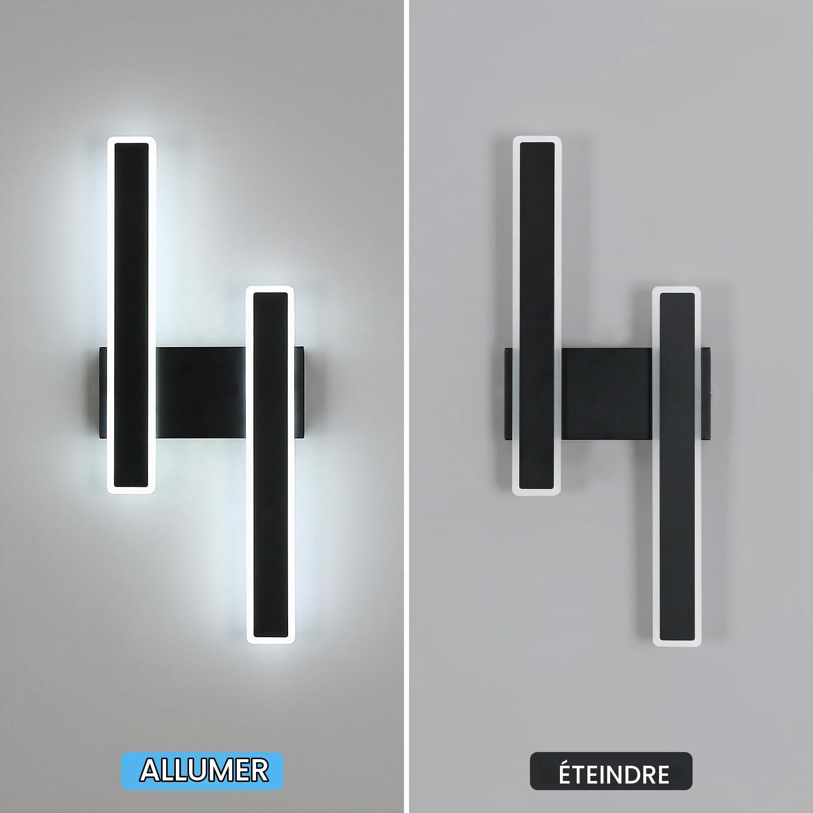 Comely Applique Murale Intérieure LED, 32W 3600LM Lampe Murale Moderne | 6500K Lumière Blanche Froide, Acrylique Luminaire Mural Interieur pour Chambre, Salon, Couloir, Escalier, Noir