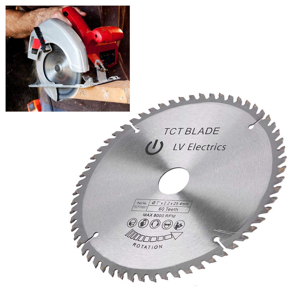 Zetiling Sägeschneidscheibe, 180 mm (7 Zoll) 60 Zähne Hartmetall-Kreissägeschneidscheibe für Stahl, Aluminium, Holz, Kunststoff