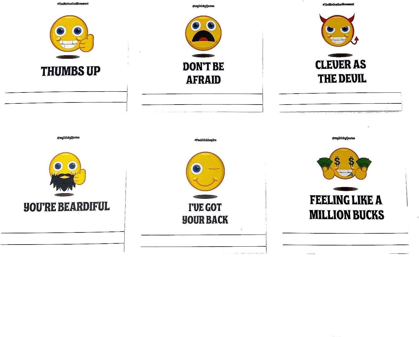 Emoji Sticky Notes with Quotes - Perfect for Emoji Party Supplies & Favors - 2 Pads 50 Sheets/Pad 25 Unique Quotes & Designs