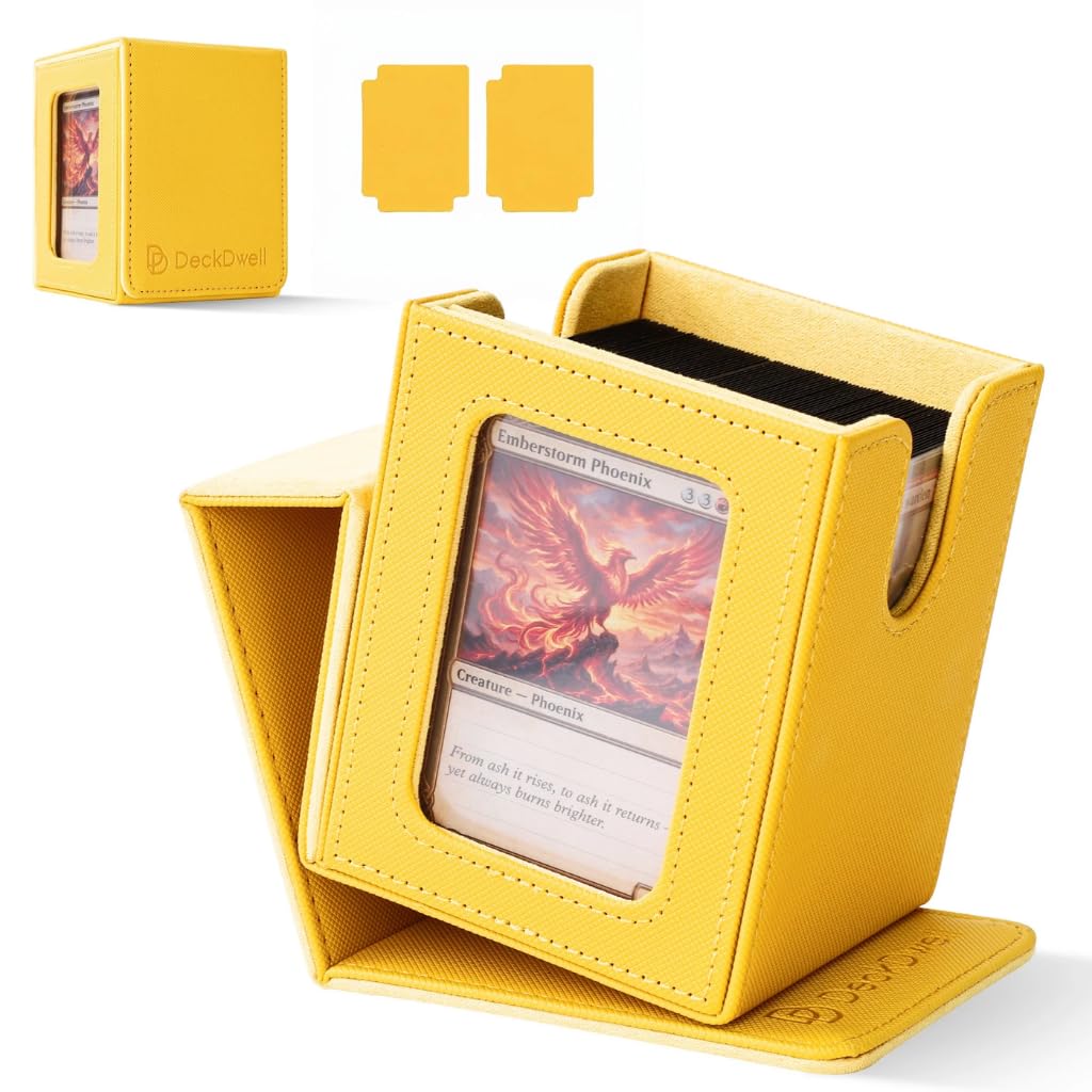 Commander Deck Box with Window Fits 100 Double Sleeved Cards, One‑Piece Design, 4 N52 Magnets, PU Leather & Microfiber Lining,Deck Box MTG with 2 Dividers