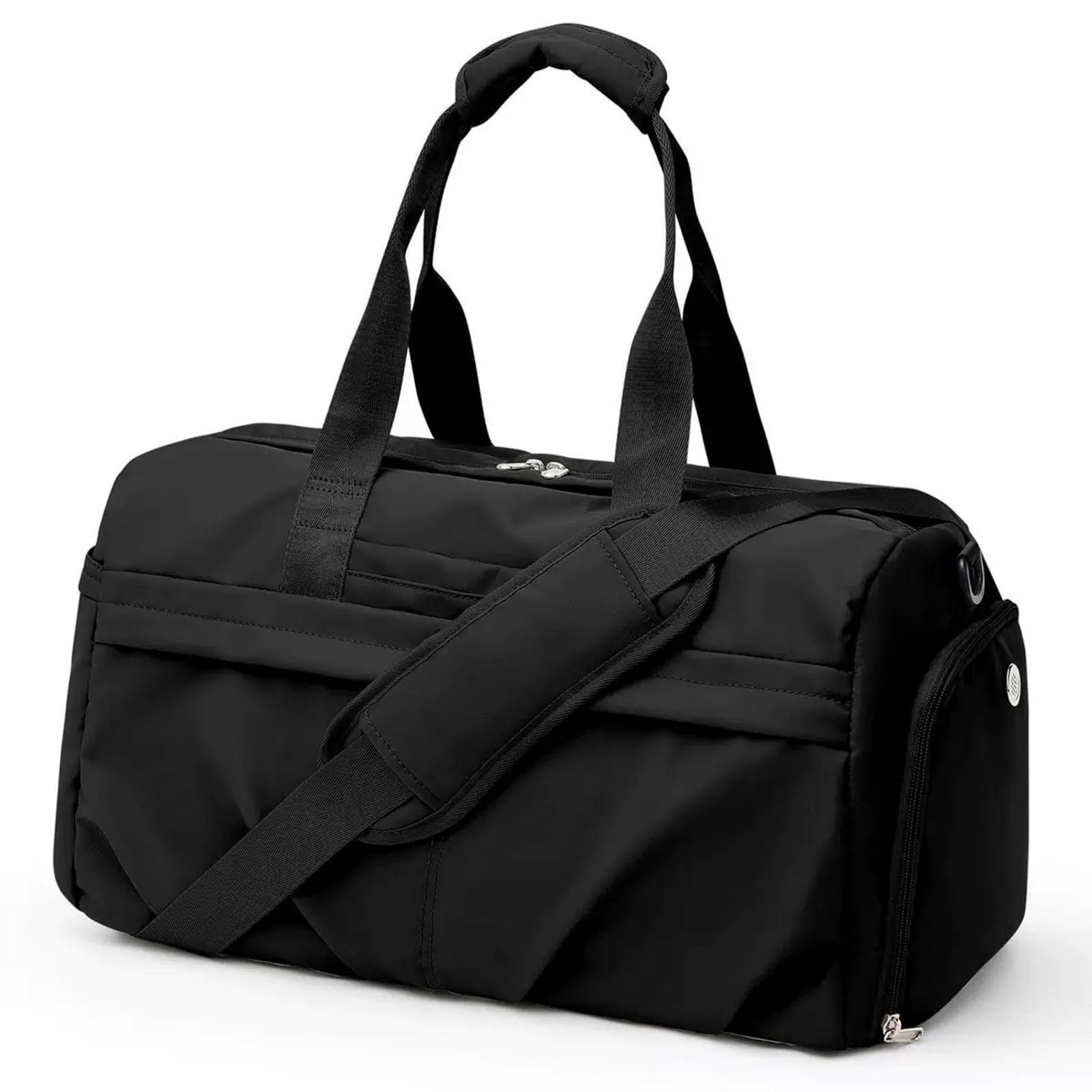 Borsone sportivo con scomparto dedicato per scarpe, palestra, viaggi, attrezzatura atletica, Nero , Sportivo
