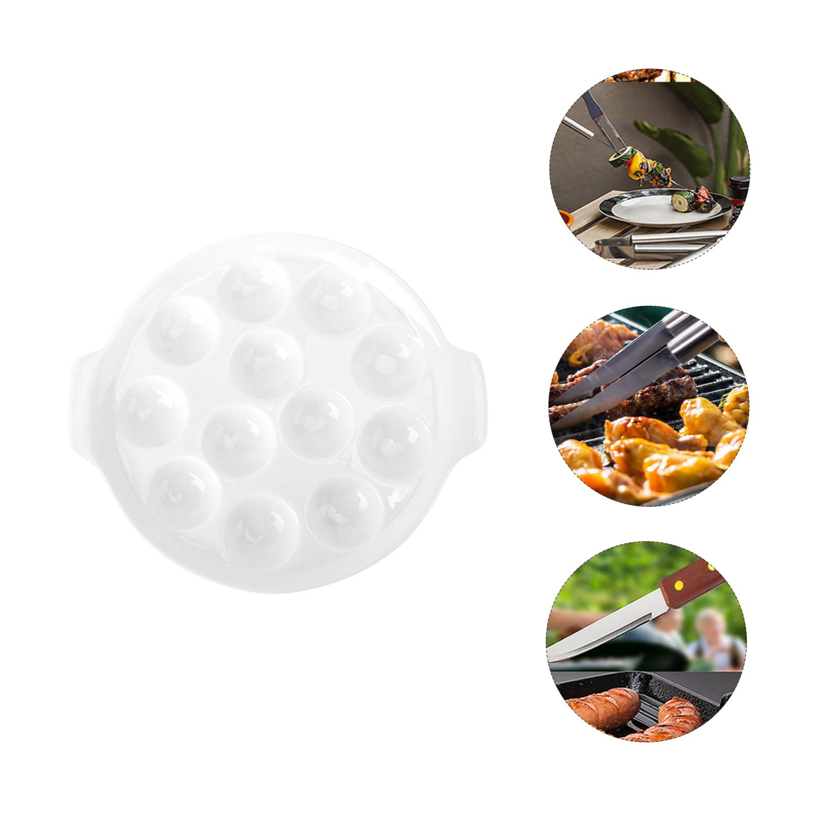 Hemoton - Platos para caracoles de cerámica, 12 agujeros para hornear