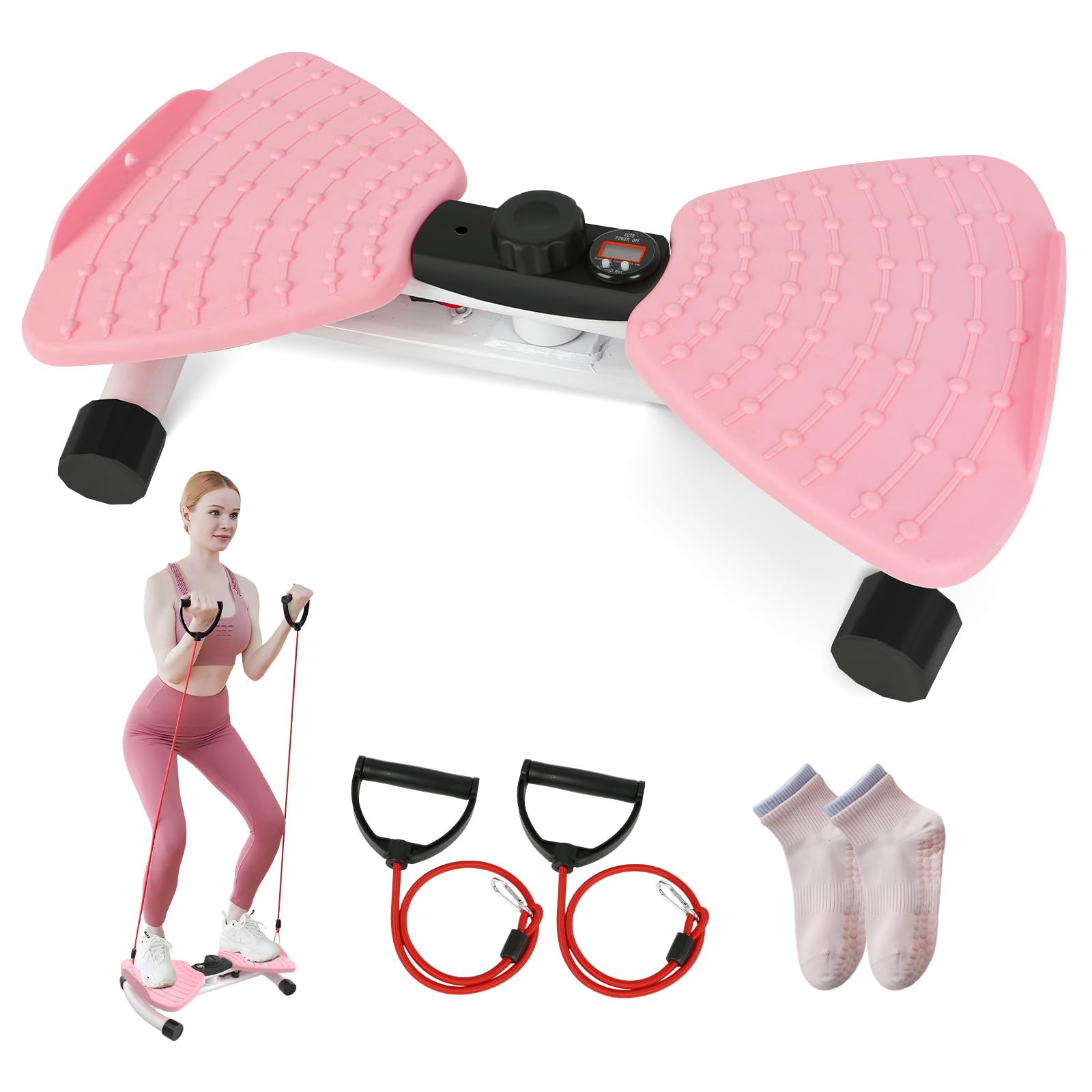 Twist Waist Disc Board mit Schrittzähler & Kordelzug, Twist Fit Drehscheibe Tragkraft 120 kg, Heimsportgerät für Gewichtsverlust, Bauchmuskeltraining, Gleichgewichtstraining, Fußmassage
