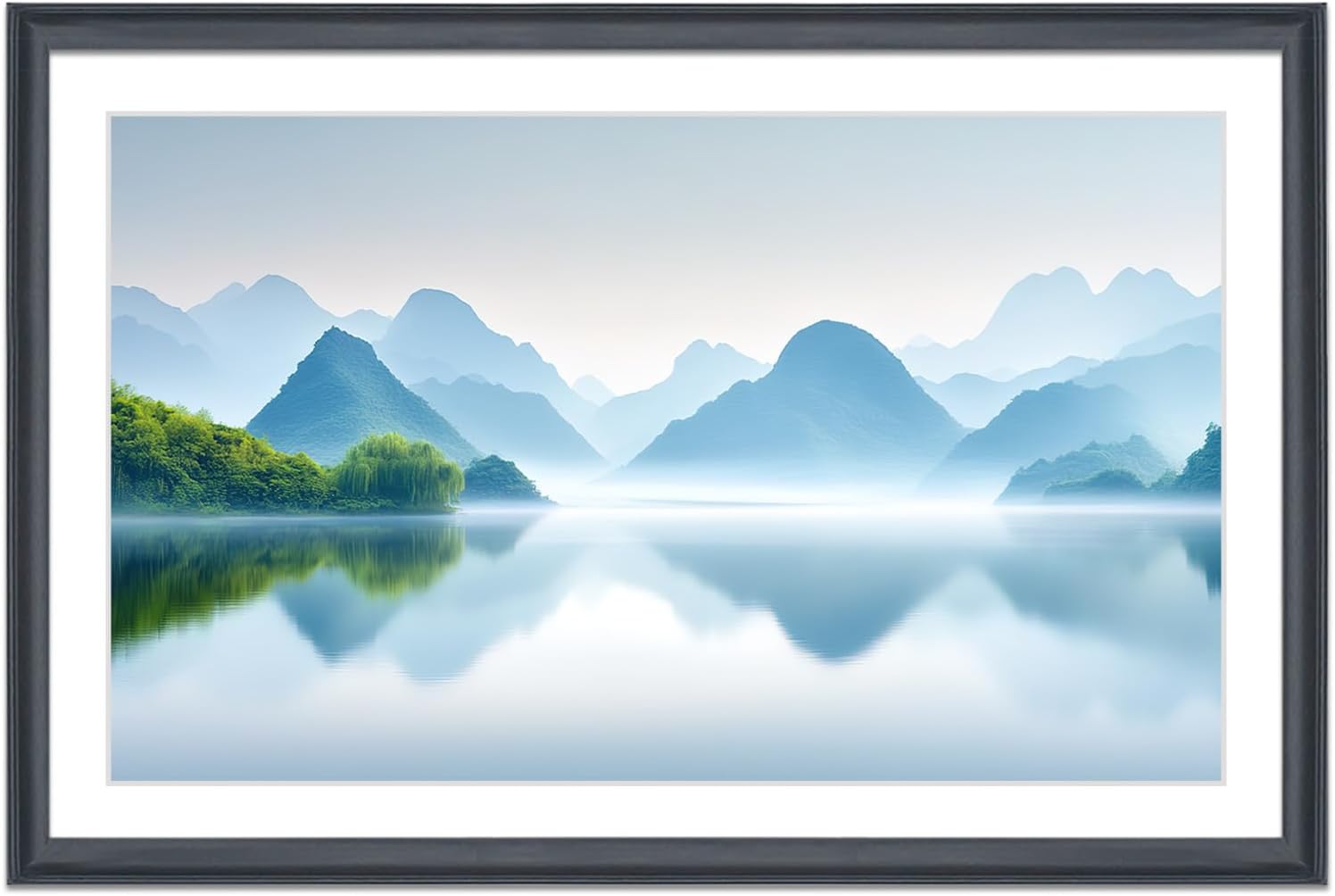 22x35 Panoramic Picture Frames Solid Wood ,With White Mat ,Fit 19x32 inch Photos with Mat or 22x35 without Mat，Poster Frame 22x35Photo Frames Family Wall 19x32 Picture Frame Black (L23B2235W1932)