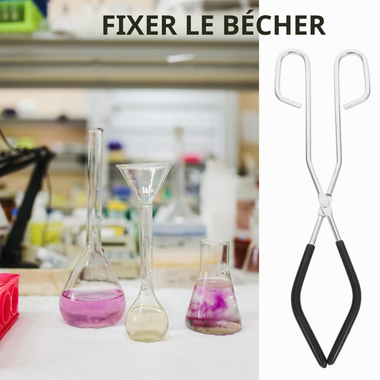 Amosfun Pince À Bécher 10.24In Outil De Laboratoire Portable Avec Préhension Réglable Pour Manipulation Sécurisée Des Béchers Et Tubes À Essai