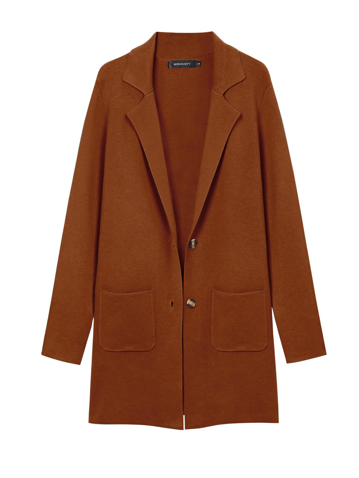 MEROKEETYWomens Open Front Cardigan Coat Long Sleeve Lapel Casual Knit Button Sweater Jackets with Pockets