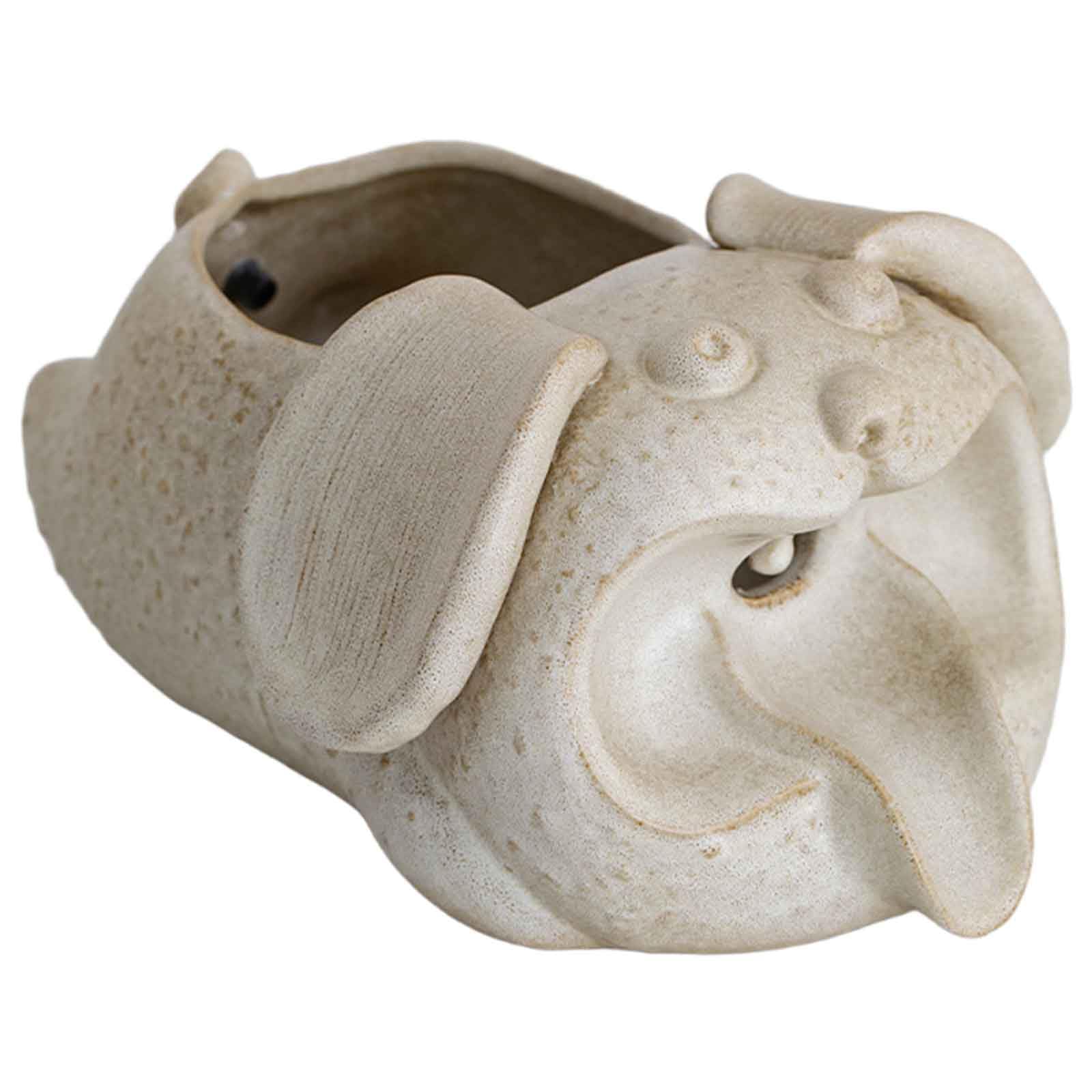 DFrywdgSEY tabletop fountain, Water Ceramic Fountain Pot Function Cascading Jugs Desk Feng Shui Table Decoration(White,Dog)