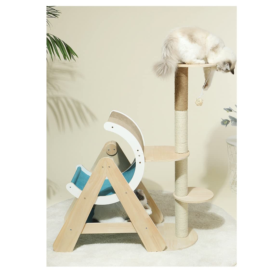 Katzenbrücke Klettergerüst Holz Haustier Katzenbaum Haus Bett Hängematte Sisal Kratzbaum Katzenmöbel Katzenspielzeug Katzenregale