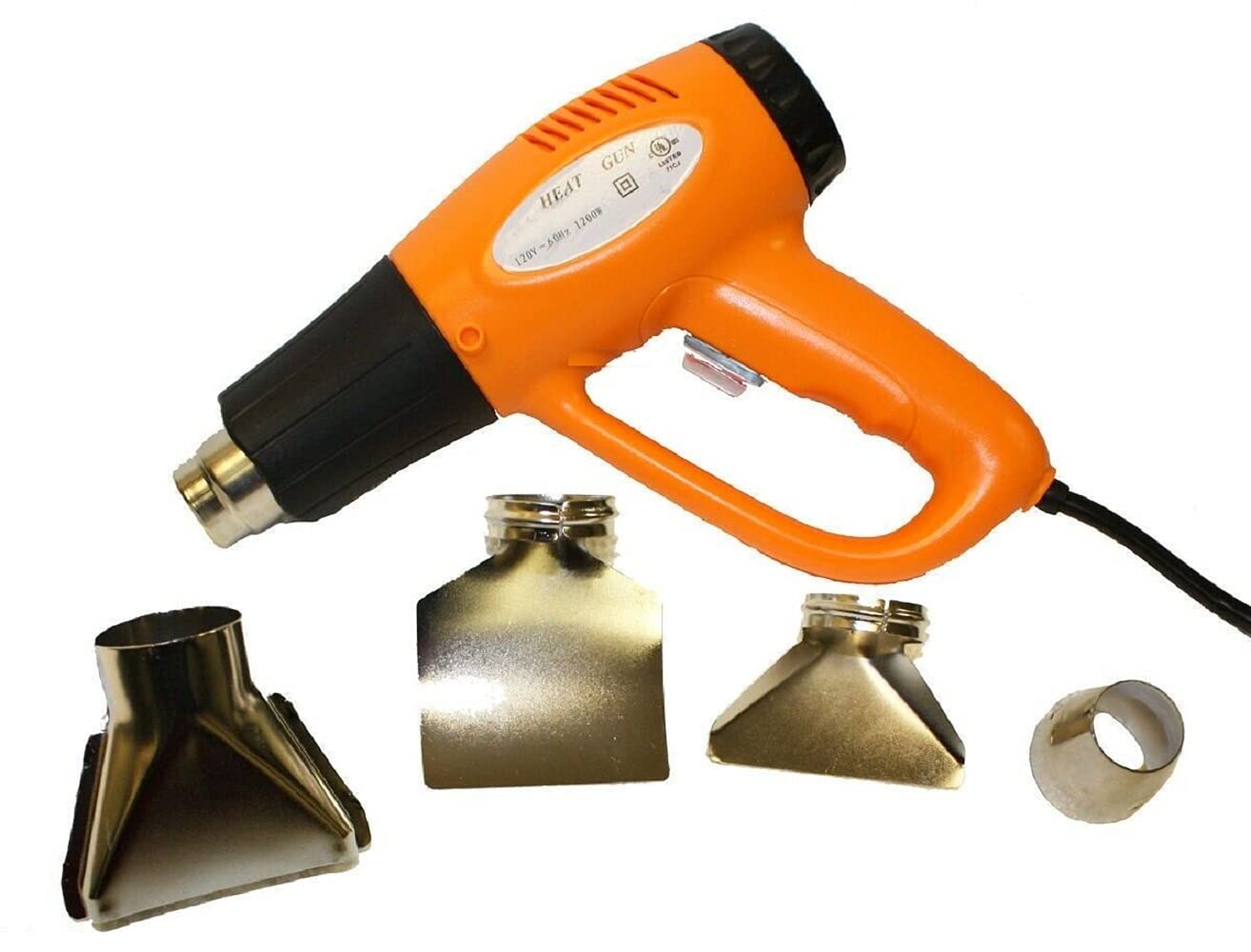 1200W Electric Heat Gun UL Listed 4 Heat Nozzles Decals Shrink Wrap Paint,Jikkolumlukka